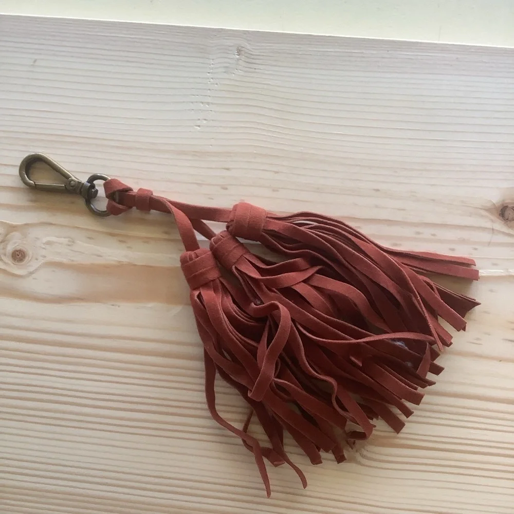 Leather Suede Bag Charm Tassels